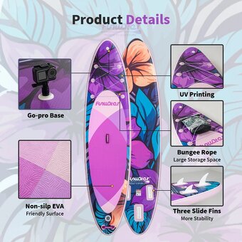 Paddleboard 💜 Purple Flower 🌺, 335x84x15, nosnost 165kg - 4