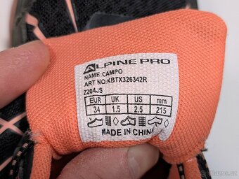 Nízké trekové botky ALPINE PRO vel 34 - 4