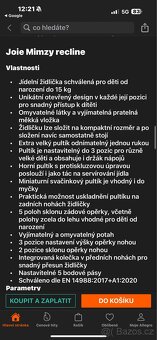 Prodám jídelní židličku Joie Mimzy recline - 4