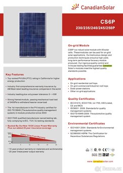 FVE fotovoltaické panely CANADIAN solar 230Wp - 4