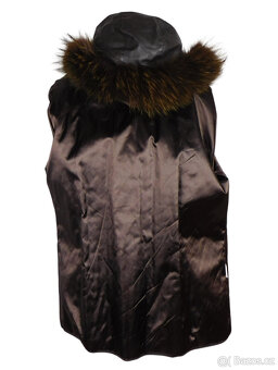 Kožená tmavě hnědá bunda s pravou kožeš. K STYLE XXL - 4