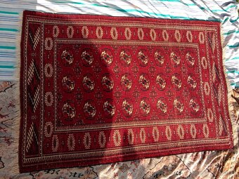 Krásný starý ručně tkaný zachovalý koberec - 4