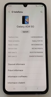 Prodám Samsung Galaxy A34 5G, 6GB/128GB, Stav A+, nový - 4