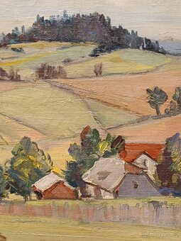 Obraz R. Banda, Vesnice, olej na plátně 65x79 - 4