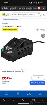 Nová nepoužitá nabíječka Parkside 20V / 4.5A - 4