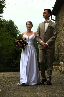 Svatební saténové šaty - 4