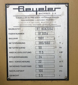 Ohraňovací lis Beyeler - RT 80x2050 - 4