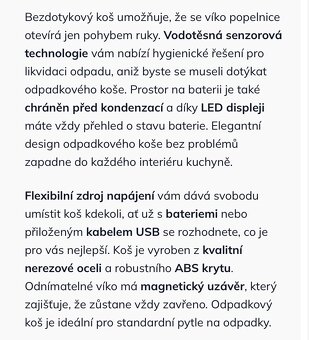 Bezdotykovy odpadkový kos, automaticky otvíraný koš - 4