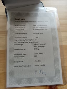 AG medaile 1oz Josef Lada etue,certifikát - 4