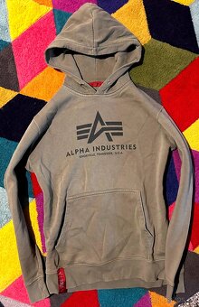 ALPHA INDUSTRIES STYLOVÁ KHAKI  PÁNSKÁ BAVLNĚNÁ MIKINA M(M-L - 4
