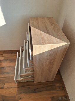Komoda 5 šuplíků 40 x 70 x 100cm bila+dub sonoma - 4