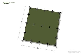 Bivakovací plachta DD Hammocks 3x3m, lesní zelená - 4