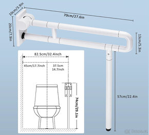 WC madlo skládací 70 cm pro seniory - 4