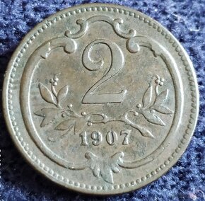 2 haléře 1902,1906,1907 b.zn. F.J.I. Rakousko-Uher
- 4