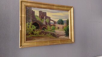 Olejomalba Max. Seidel. Romantický motiv hradu. - 4
