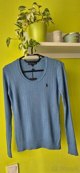 Modrý dámský pletýnkový svetřík - 4