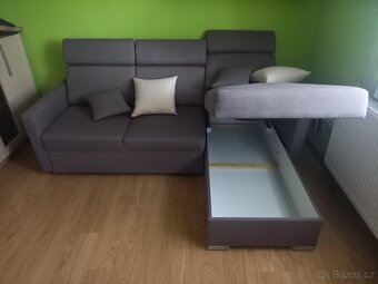 rozkládací rohová sedací souprava, šedé barvy - 4