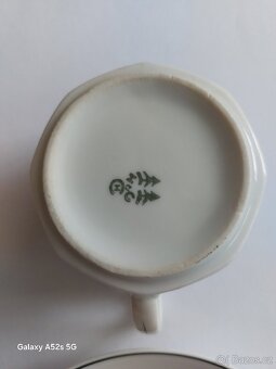 Starý porcelánový kávový hrnek - s podšálkem- kubismus - 4