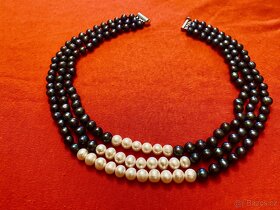 Trojřadý perlový náhrdelník - pravé perly - 4