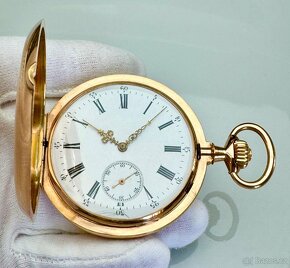 14K CELO ZLATÉ PÁNSKÉ PANCÉŘOVÉ KAPESNÍ HODINKY ZENITH V ETU - 4