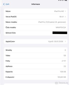 Apple iPad Pro 12,9 M2 (2022) 128GB, jen WiFi, Apple Care+ - 4