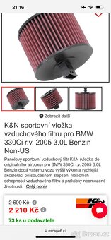 K&N Filtr Bmw 323i až 330i e90 e91 e93 - 4