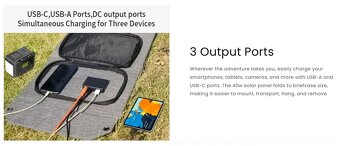 Kvalitní mobilní solární panel 40W, včerně USB C výstupu XT - 4
