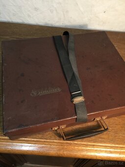 secesní cylindr starý skládací hedvábný klobouk rukavice - 4