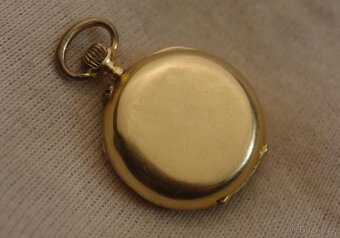 MINIATURNÍ 24MM CELO ZLATÉ 18K KAPESNÍ HODINKY - FUNKČNÍ - 4