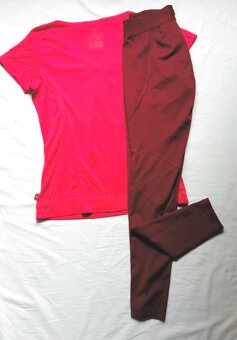 STREČOVÉ TRIČKO-OCK+ADIDAS-TECHFIT-VÍNOVÉ LEGÍNY-L, 38/40 - 4