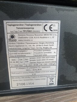 Teplogenerátor Meva TP17002 + Plynová bomba - 4