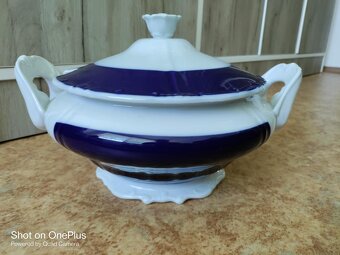 STARÁ PORCELÁNOVÁ TERINA - ZDOBENA KOBALTOVOU MODŘÍ - 4