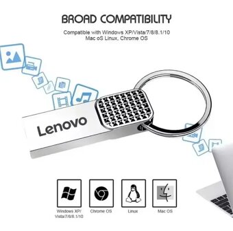 Flash disk LENOVO 2TB, stříbrný + adaptér USB-C, NOVÝ - 4