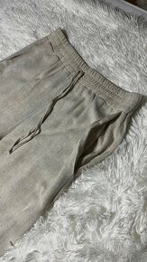Lněný béžový set kalhoty + košile - 4