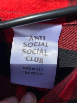 Stylová Anti Social Social Club červená flanelová košile - S - 4