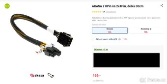 AKASA redukce napájení z 8Pin na 8Pin/2x4Pin, 30cm - 4