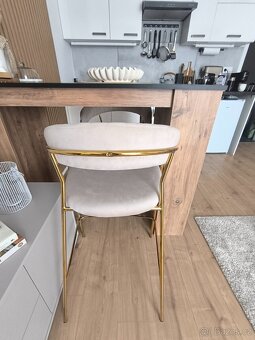 Barová židle BADIA - béžový samet 2ks - 4