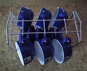 NOVÁ kávová sada: 6 keramických šálků s podšálky a stojanem - 4