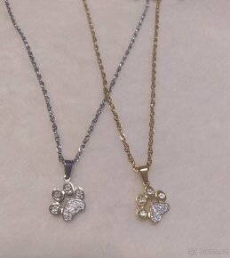 Tlapka se zirkony na řetízku - chirurgická ocel - 4