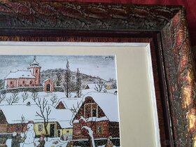 Josef Lada obraz - DĚTI V ZIMĚ 1943 rozměry 68x46cm - 4