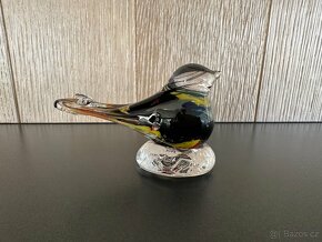 Skleněný ptáček hutní sklo, barevný - 4