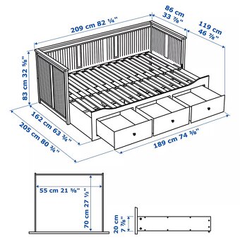 IKEA HEMNES Rozkládaci postel s matracemi - 4