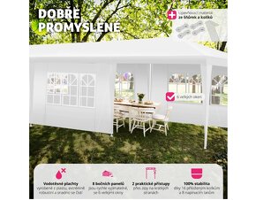 Pavilon - zahradní stan 9x3m skládací bílý - 4