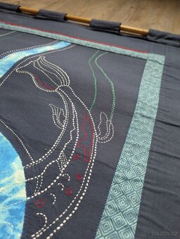 Sashiko: Vlajka s koi kaprem a japonské prostírání - 4
