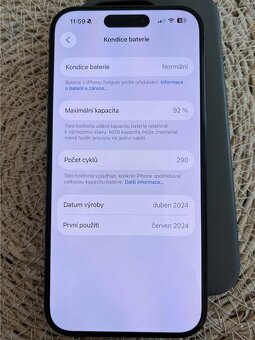 Apple iPhone 15 Pro 128gb + kryty a sklo - TOP stav - 4