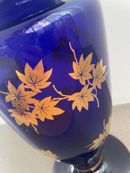 Sklenena vaza modre sklo a zlato - 4