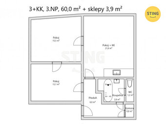 Prodej světlého bytu 3+kk (65 m²) s komorou a 2 skle, 131709 - 4