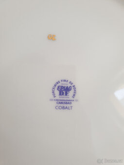 Starožitný porcelánový talíř Tři Grácie Cobalt - 4
