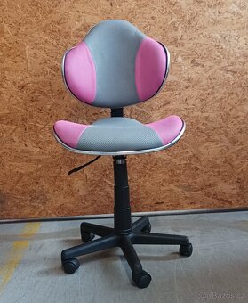 Dětská otočná židle FLASH šedá/růžová - 4