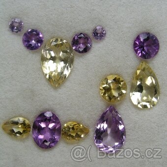 Citrín + Ametyst- SADA - 14,66 ct. - 4
